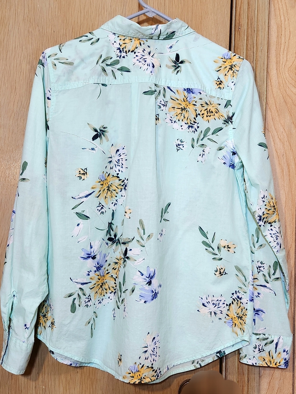 St John's Bay Mint Green Floral Top Womens Lrg 100% Cotton Button-up Shirt - Picture 3 of 7